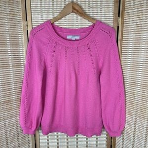 Loft Bubble Sleeve Barbie Pink Sweater